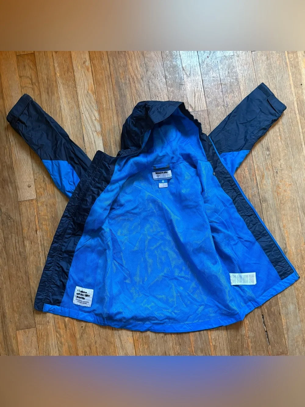Columbia Kids Blue Hooded Windbreaker Jacket ~ sz Small ( 8 )